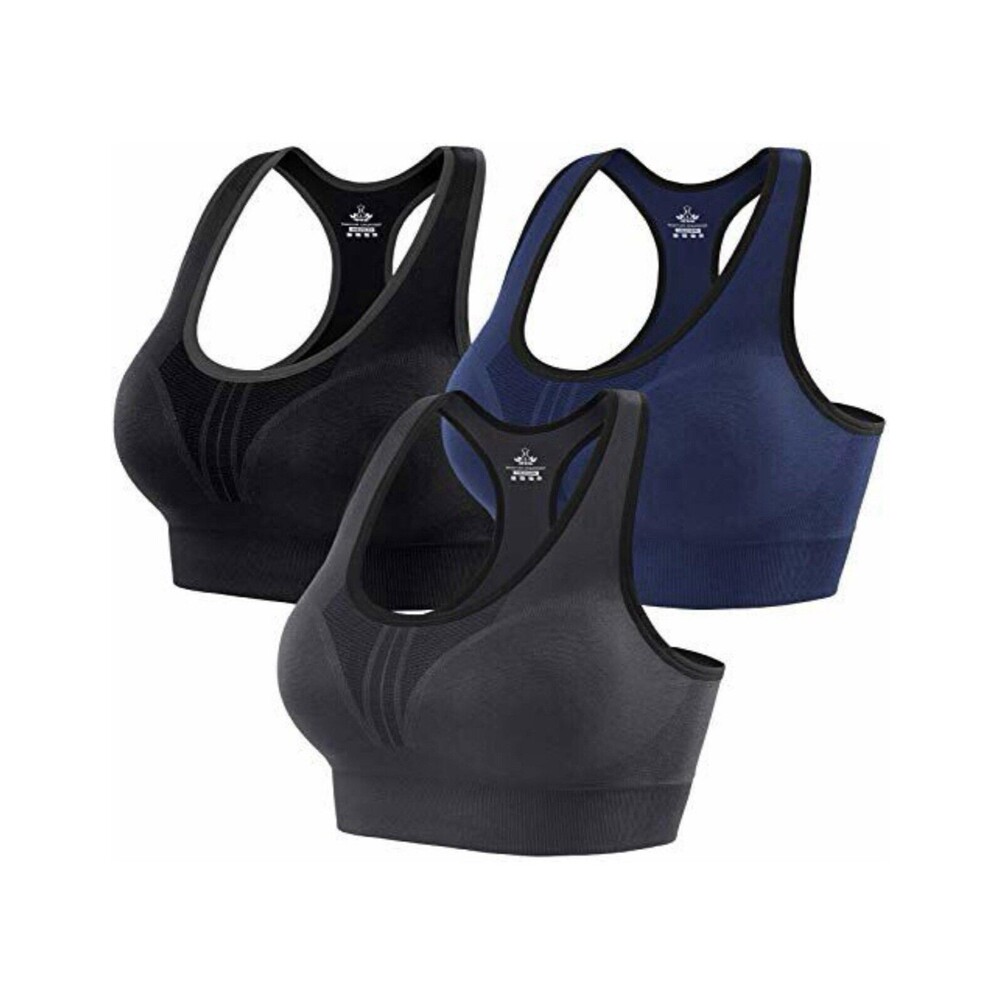 Women’s Padded Sports Bra 3 Pack M High Impact Seamless Active Racerback Yoga